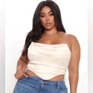 NWOT Fashion Nova Teal Satin Corset Top – Size 1X